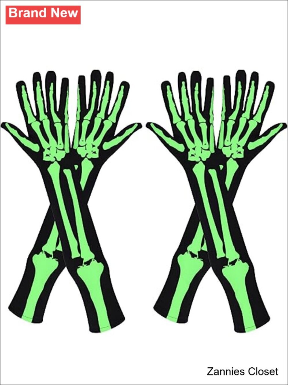 👻 Skeleton Skull Gloves Long Arm Full Finger Glow in the Dark Halloween Cosplay